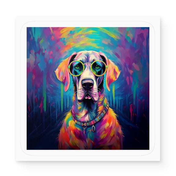 Hippie Great Dane Portrait oil painting Watercolor Tie-dye Vintage Vinyl Sticker Danes Dog Lover Gifts Waterproof Decal Art Decor - 00015