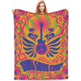 thumbnail image 1 of Hippie Guitar Throw Blanket Vintage Musical Print Throws Blankets 1960s,1970s Background Hippie Large Couch Sofa Chair Peace Symbol Eye Triangle Poster Decorations Decor All Seasons 40"x50" Adult, 1 of 6