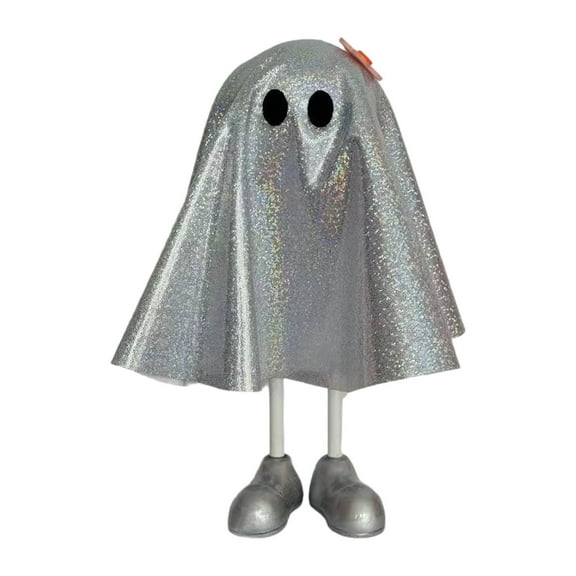 Hippie Halloween Ghost Decoration - 18 Inch Glitter Groovy Ghost Table Centerpiece for Spooky Tiered Tray, Kitchen, Party Decor, and Anthropology Home Decor