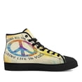 thumbnail image 1 of Hippie Imagine All The People Living Life In Peace High Top Canvas Shoes Sneakers Black Size 9.5, 1 of 2