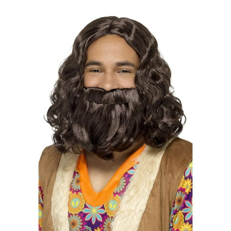 Hippie Jesus Wig & Beard Set Adult Brown Hippie Jesus Wig & Beard Set Adult Brown