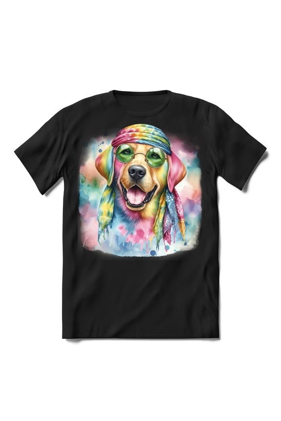 Hippie Labrador Retriever Portrait Watercolor Tie-Dye Vintage Styles Shirt T-shirt Unisex Merch Lab Dog Lover Gifts - 00014