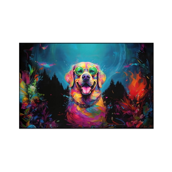 Hippie Labrador Retriever Portrait oil painting Watercolor Tie-dye Vintage Indoor Rug Lab Dog Lover Gifts Carpet Living Bed Room Sofa Home Decor - 00015