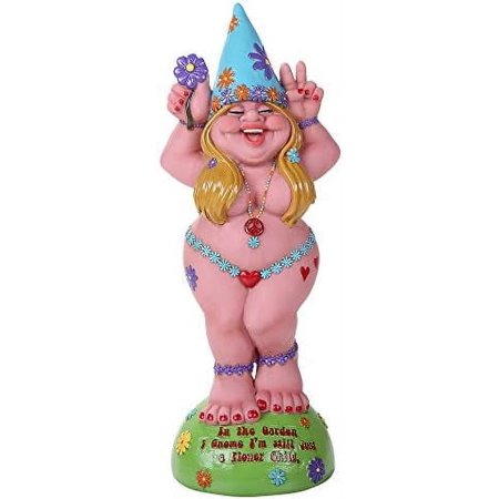 Hippie Lady Gnome Flower Child Garden Gnome Statue 12H