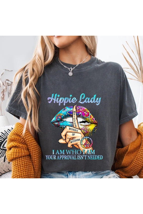 Hippie Lady T-Shirt: Colorful Peace Symbol, Boho Fashion TSHIRT All Size S-5XL