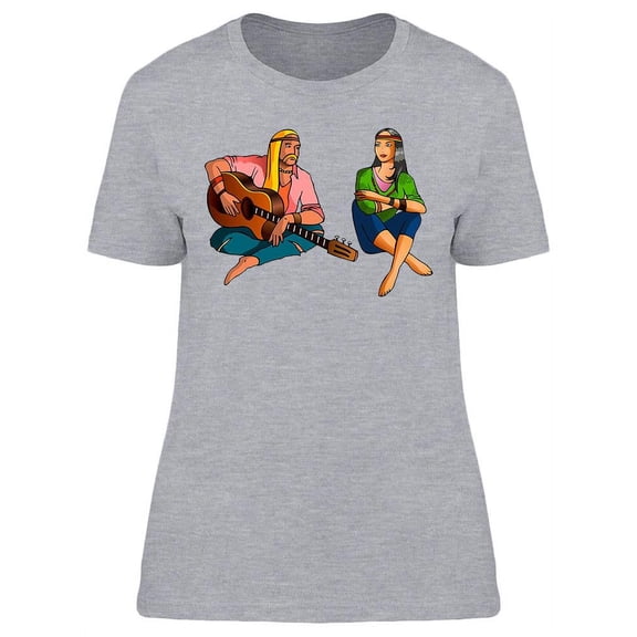 Hippie Man And Girl T-Shirt Women -Image by Shutterstock, Female Large