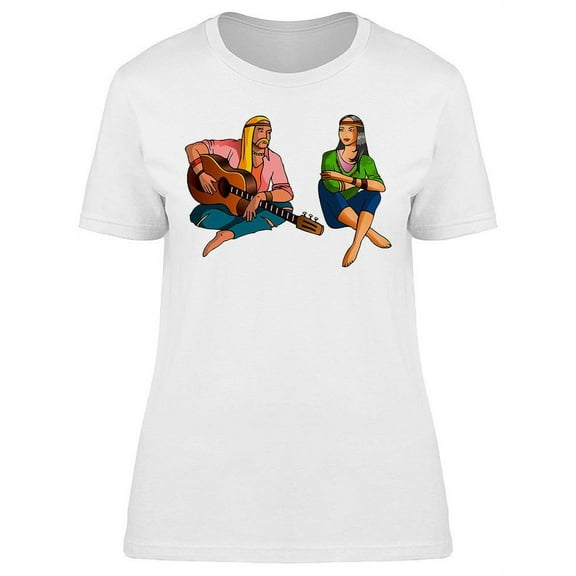 Hippie Man And Girl T-Shirt Women -Image by Shutterstock, Female Medium