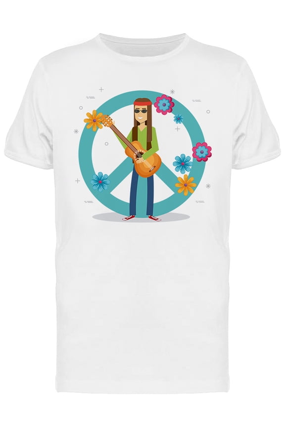Hippie Man T-Shirt Men -Image by Shutterstock, Male Large