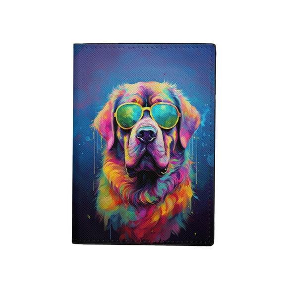 Hippie Mastiff Portrait oil painting Watercolor Tie-dye Vintage Travel Passport Wallet Mastiffs Dog Lover Gifts Idea PU Leather Passport Holder Cover - 00015