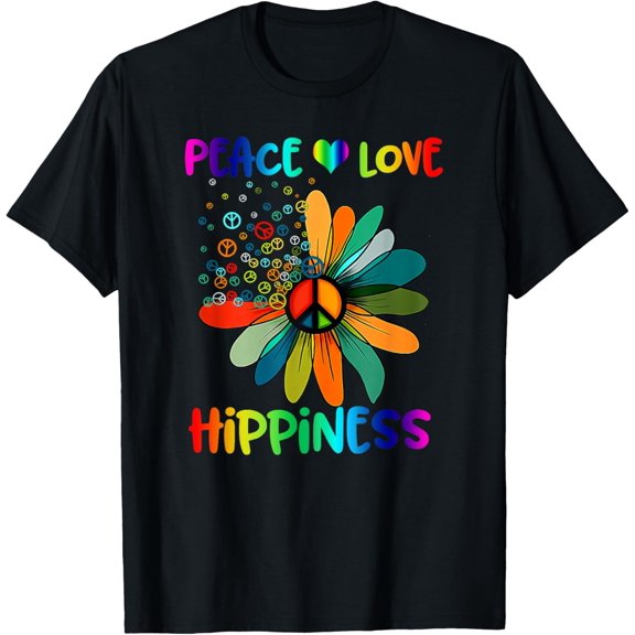 Hippie Meditation Freedom Wreaths Guitar T-Shirt