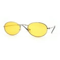 thumbnail image 1 of Hippie Micro Narrow Oval Pop Color Lens Metal Rim Sunglasses Silver Yellow, 1 of 4