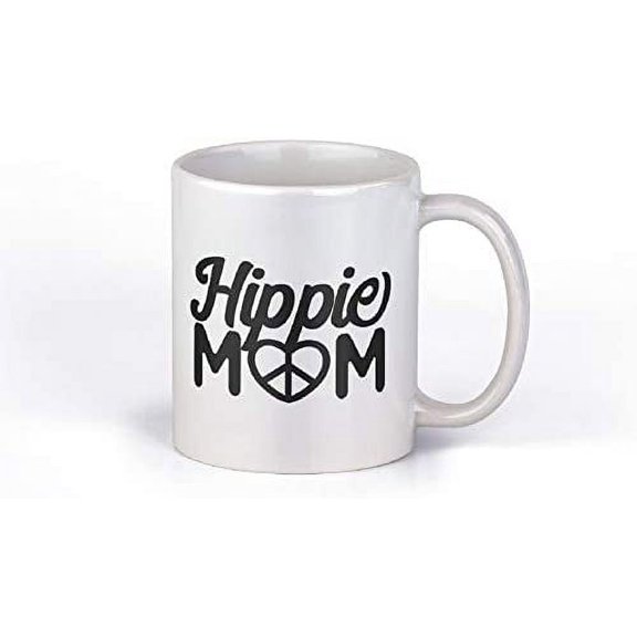 Hippie Mom Heart Peace Symbol Cute Funny Motivation Inspiration 11-ounce White Ceramic Coffee Mug CMP00053