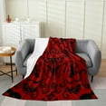 thumbnail image 1 of Hippie Moth Gothic Fleece Blanket Throw 50x60 Retro Baroque Damask Goth Fuzzy Blanket Halloween Red Black Death Moth Skull Throw Blanket for Kids Boys Men,Butterfly Animal Bed Blanket, 1 of 6