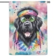 thumbnail image 1 of Hippie Newfoundland Portrait Watercolor Tie-Dye Vintage Styles House Flag 28x40in Double Sided Newfie Dog Lover Gifts Outdoor Decor - 00014, 1 of 5