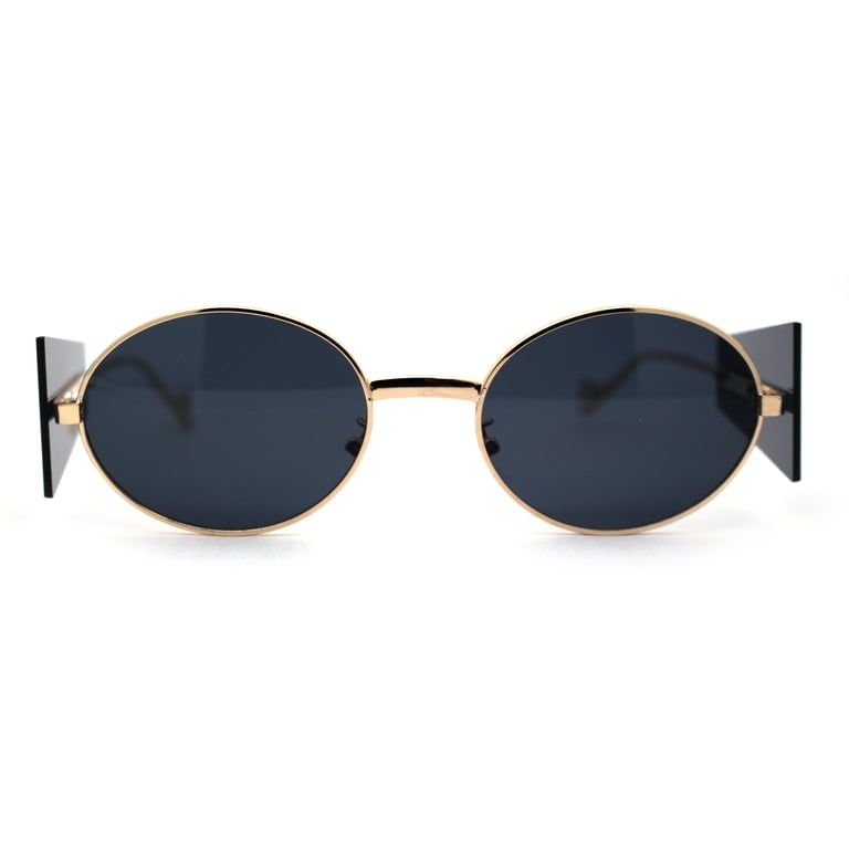 JuicyOrange Thin Round Side Horn Rimmed Sunglasses - Unisex Vintage Retro Style - UV400 Protection