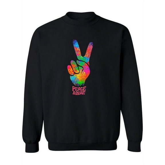 Hippie Peace And Love Sign Sweatshirt Women -Image by Shutterstock, Female 4X-Large