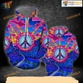 thumbnail image 1 of Hippie Peace Sign All Over Printed 3D Hoodie T-Shirt, 1 of 5