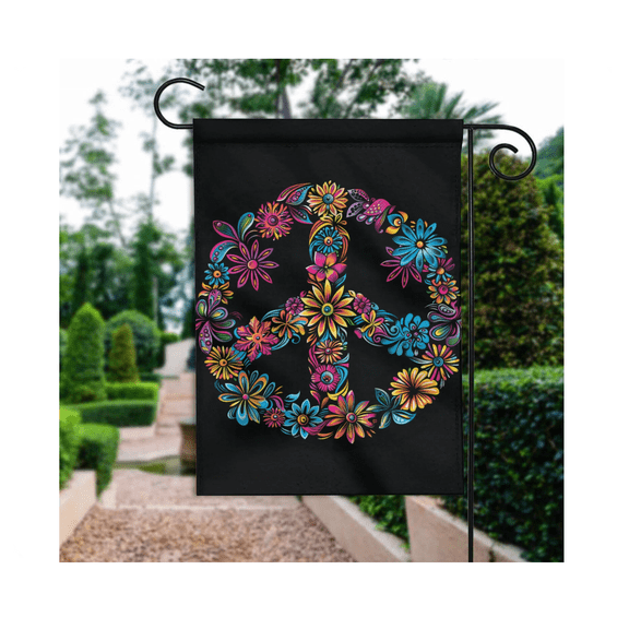 Hippie Peace Sign Flag, Hippie Soul Flag, Hippie Peace Flag, Gypsy Soul Flag 12x18 POLE NOT INCLUDED Garden Flag