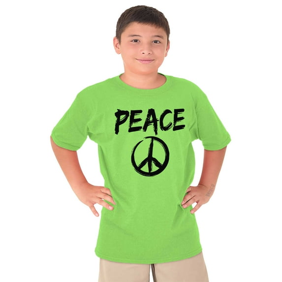 Hippie Peace Sign Make Love Not War Crewneck T Shirts Boy Girl Teen Brisco Brands M
