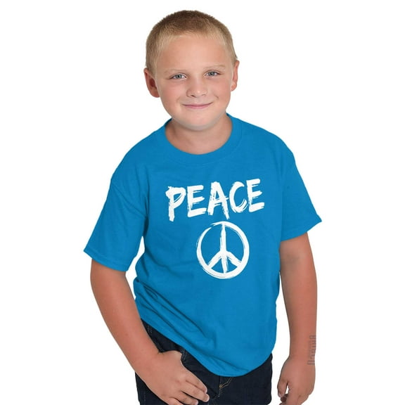 Hippie Peace Sign Make Love Not War Crewneck T Shirts Boy Girl Teen Brisco Brands XS
