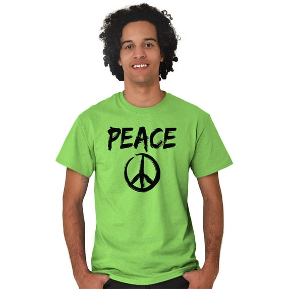 Hippie Peace Sign Make Love Not War Men's Graphic T Shirt Tees Brisco Brands 4X