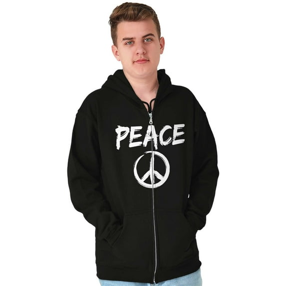 Hippie Peace Sign Make Love Not War Unisex Fleece Graphic Zip Up Hoodie Brisco Brands 2X