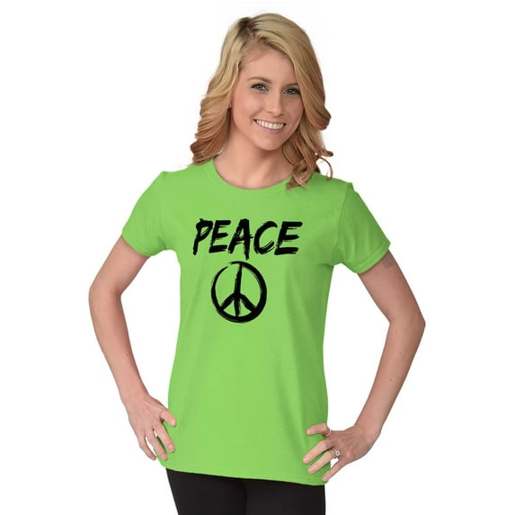 Hippie Peace Sign Make Love Not War Womens Slim Fit Graphic Tee Brisco Brands L