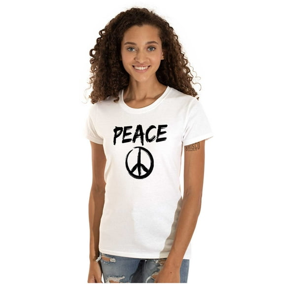 Hippie Peace Sign Make Love Not War Womens Slim Fit Graphic Tee Brisco Brands L
