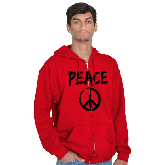Hippie Peace Sign Make Love Not War Unisex Plus Size Zip Hoodie Brisco Brands 2X