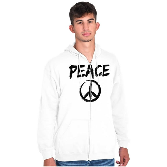 Hippie Peace Sign Make Love Not War Zip Up Hoodie Men's Women's Brisco Brands M