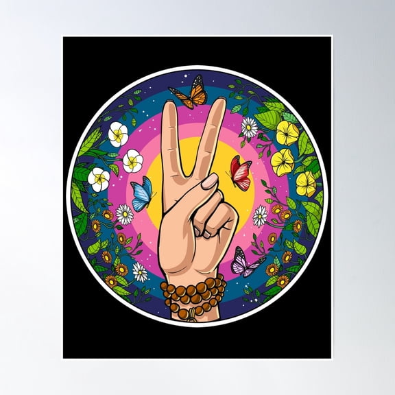 Hippie Peace Sign Poster Wall Art, Modern Wall Decor, 8x12 UNFRAMED
