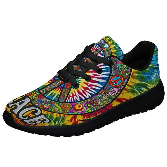 Hippie Peace Sign Shoes Sneakers Black Size 4.5