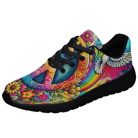 Hippie Peace Sign Shoes Sneakers Black Size 7
