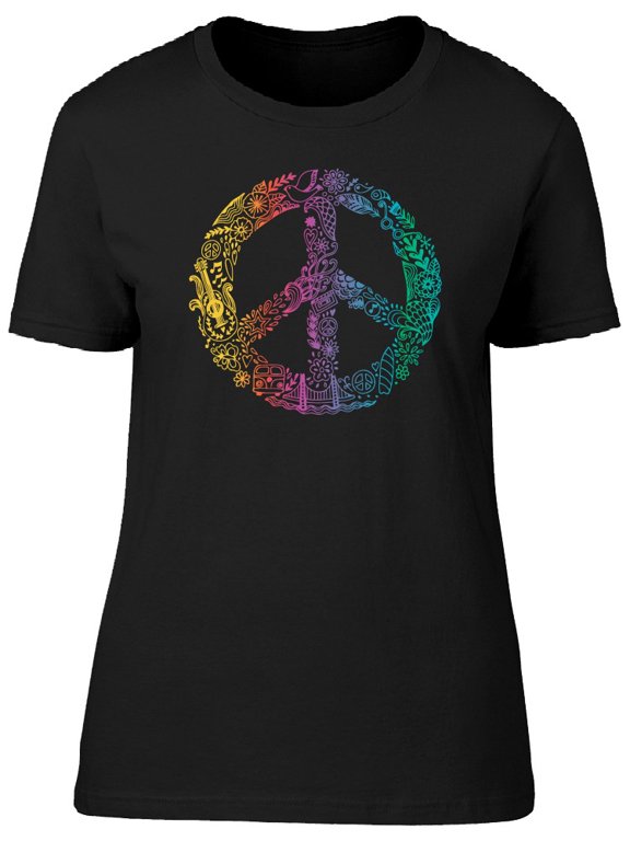 Hippie Peace Sign Symbol T-Shirt Men -Image by Shutterstock, Male Large