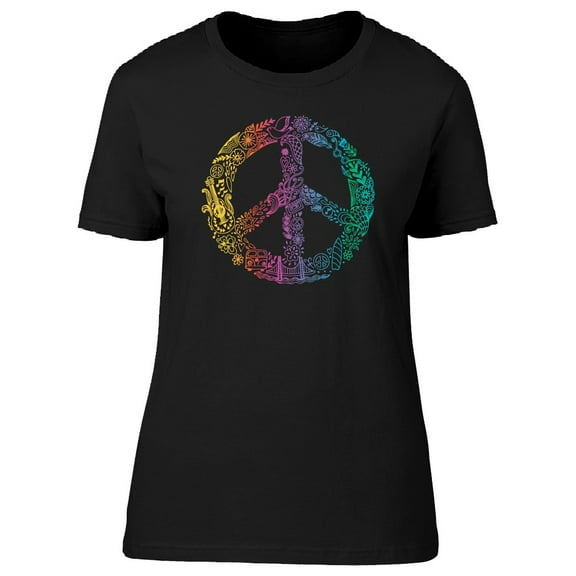 Hippie Peace Sign Symbol T-Shirt Women -Image by Shutterstock, Female Medium