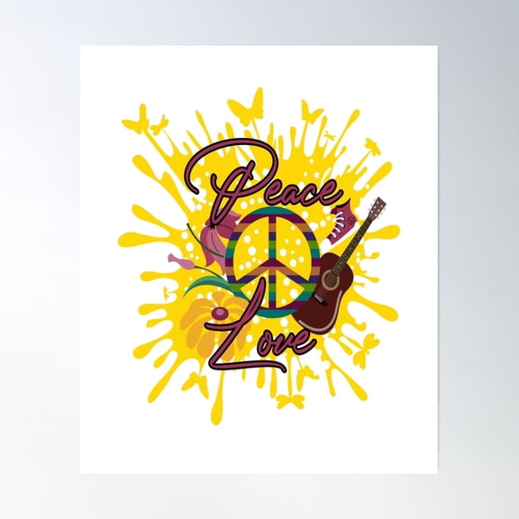 Hippie Peace Signs Poster Wall Art, Modern Wall Decor, 24x36 UNFRAMED