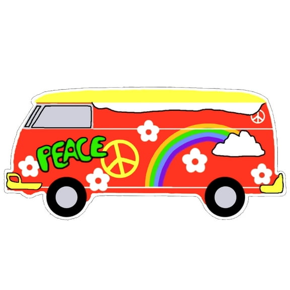 Hippie Peace Van Decorative Car Truck Decal Window Sticker Vinyl Die-Cut Vacation Souvenir Travel Retro Vintage 1970's Peace Van Weed Love Heart Dove Surf Music Festival Karma