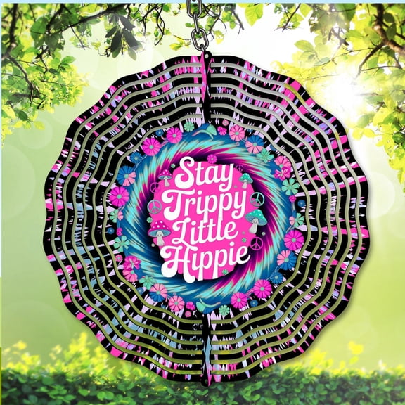 Hippie Peace Wind Spinner 10 Inch, Boho Outdoor Garden Decoration