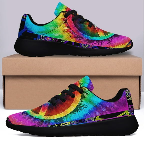 Hippie Peace and Love Shoes Sneakers Black Size 3.5