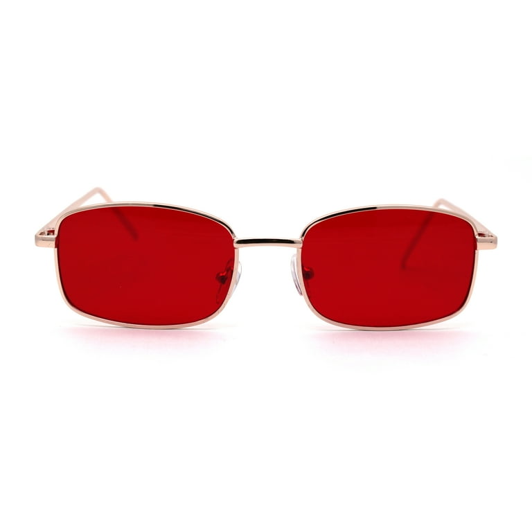 Red lens cheap rectangle sunglasses