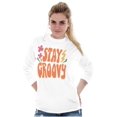thumbnail image 1 of Hippie Positivity Stay Groovy Flowers Women's Long Sleeve T Shirt Brisco Brands S, 1 of 5