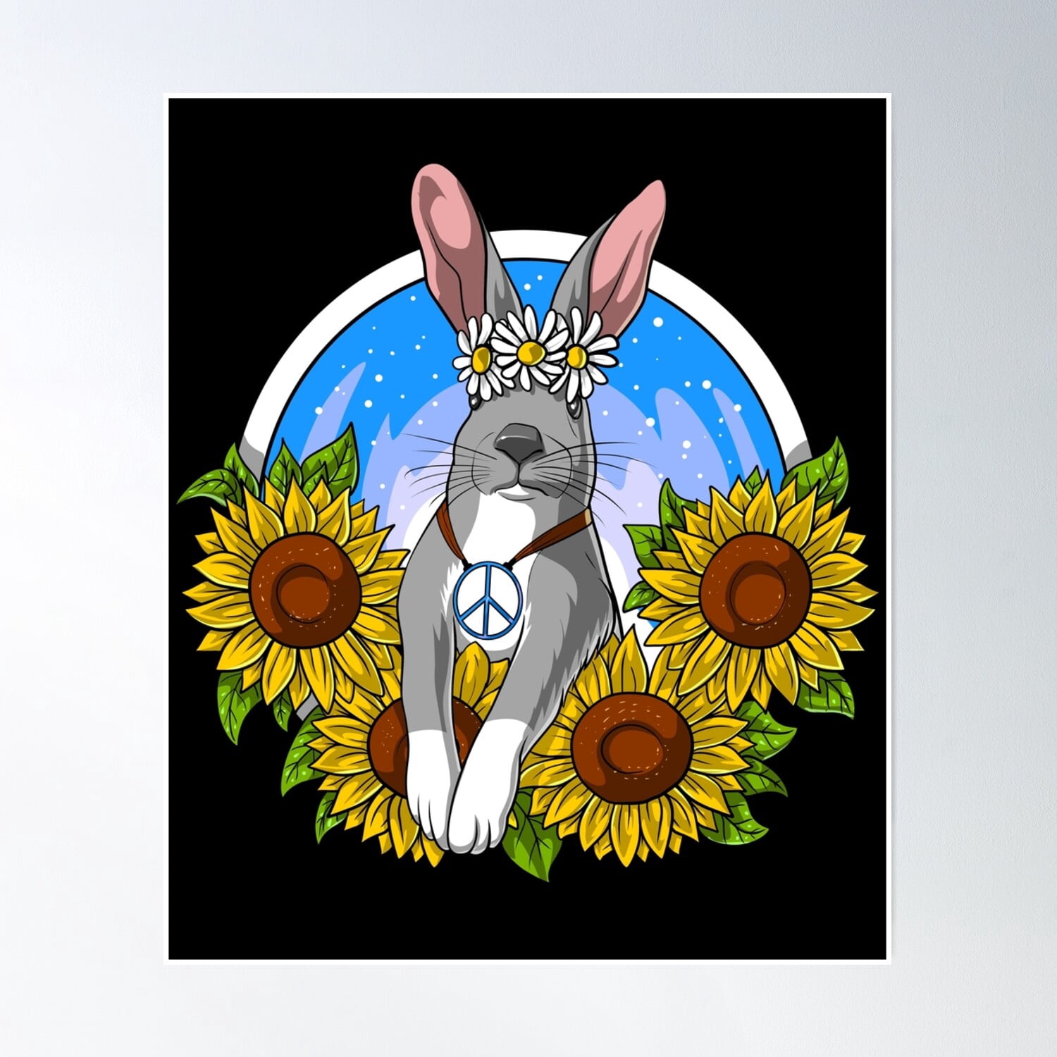 Hippie Rabbit Poster Wall Art, Modern Wall Decor, 8x12 UNFRAMED ...