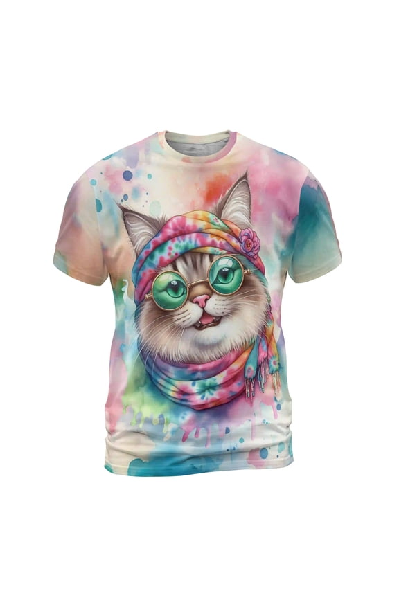 Hippie Ragdoll Portrait Watercolor Tie-Dye Vintage Styles All Over Print 3D Shirt Unisex Merch Cat Lover Kitten Owner Gifts Idea - 00014
