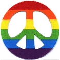 thumbnail image 1 of Hippie Rainbow Bold Colored Horizontal Thick Stripes Peace Symbol Iron On Embroidered Applique Patch, 1 of 1