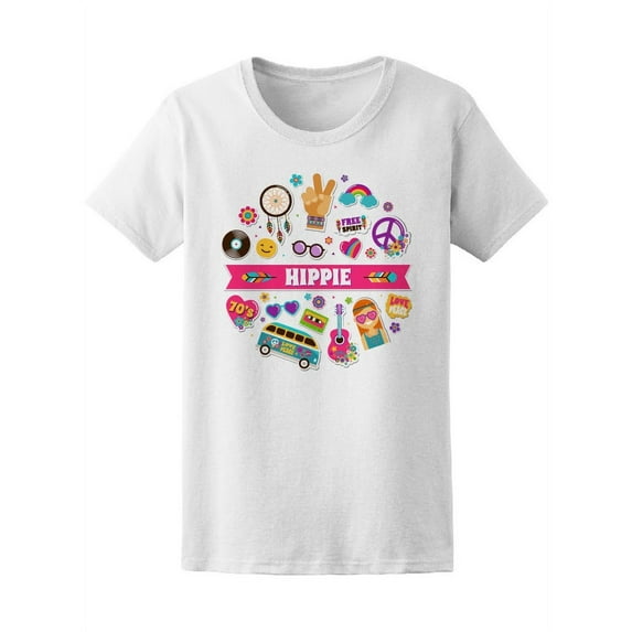 Hippie Retro Bohemian Stickers Tee Women's -Image by Shutterstock