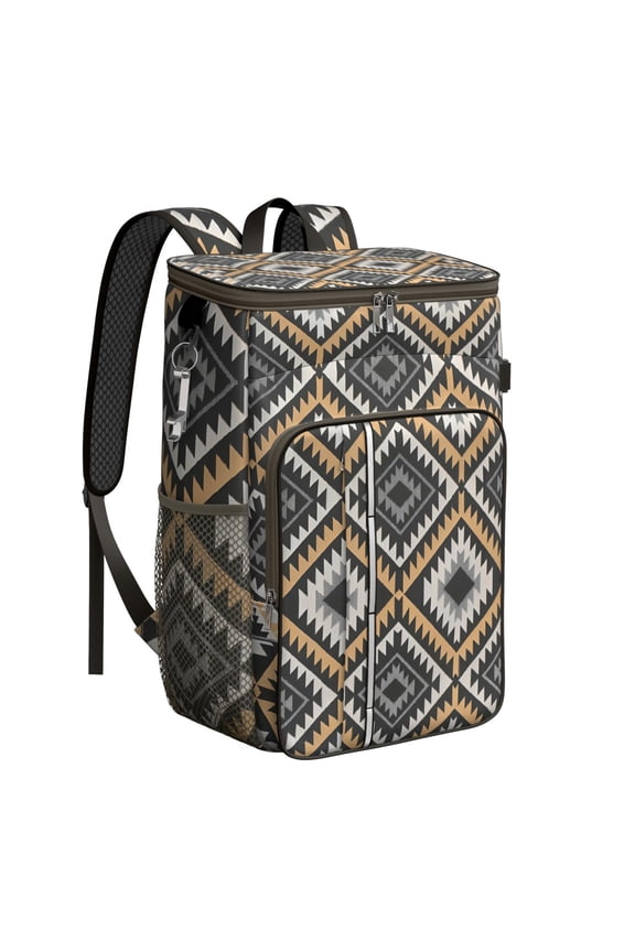 Hippie Retro Style Colorful Abstract Insulated Backpack Cooler - 20L Soft Cooler Bag, Geometric