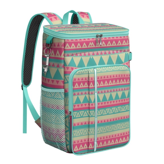 Hippie Retro Style Colorful Abstract Insulated Backpack Cooler - 20L Soft Cooler Bag, Geometric