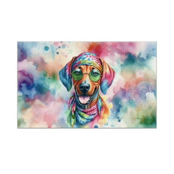 Hippie Rhodesian Ridgeback Portrait Watercolor Tie-Dye Vintage Styles Doormat Ridgebacks Dog Lover Gifts Indoor Outdoor Welcome Mat - 00014