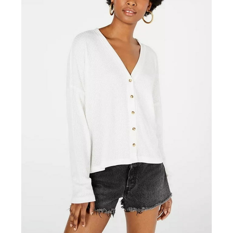 White waffle cardigan sale