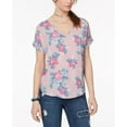 thumbnail image 1 of Hippie Rose Juniors Back Zip Cuff Sleeved Top Mauve Floral S, 1 of 1